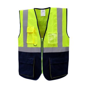 AAA SAFE SAFETY JACKET AAA/SJ-72 – 120 GSM Polyester knitted fabric, Duo Colored Safety jacket with high visibility reflective tape with zipper.