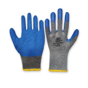 AAA SAFE LATEX GLOVES HG-62 – COATED AZ YI, Hand Protection, Grey T/C Liner & Blue Latex
