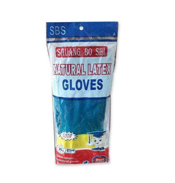 INDUSTRIAL DUO COLORED GAUNTLET GLOVES - Industrial latex gloves, Duo Colored, Latex with cotton flock lining.
