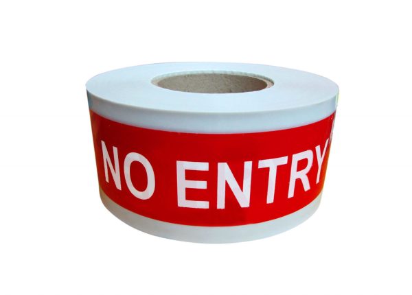 WARNING TAPE NO ENTRY 3" X 200 MTRS - High visibility tape due to its striking colors one side printing - NO ENTRY