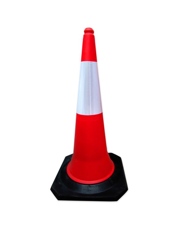 Traffic Cone PE 1mtr - 100CM PE SAFETY CONE WITH PLASTIC RUBBER BASE