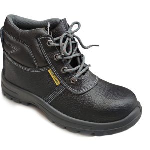 ROBUSTMAN SAFETY SHOES HIGH H/A-S3 – High Ankle Shoes, Buffalo Leather, Black Air Mesh, Steel Toecap & Midsole Rope Laced