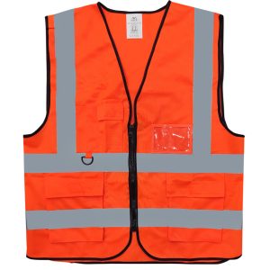 AAA SAFE SAFETY JACKET AAA/SJ-75 – High visibility reflective tape with zipper, Velcro flaps 2 strips, Quality Black Pippin.