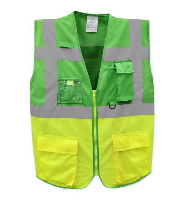 AAA SAFE SAFETY JACKET AAA/SJ-69 - Duo Colored Safety jacket with high visibility reflective tape with zipper.
