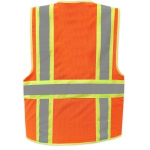 AAA SAFE SAFETY JACKET AAA/SJ-71 – 120 GSM Polyester knitted fabric front + mesh back, high viibility reflective tape with zipper, chest pockets, patch pockets with Velcro flaps