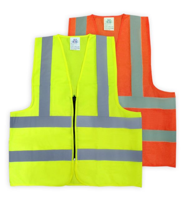 AAA Safety Jacket SJ-56 - Polyester Knitted Fabric With High Visibility Reflecting Tape With Zip