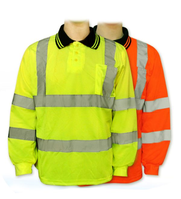 AAA Safety Jacket SJ-63 - Polyester T-Shirt with Full Sleeves, High Visibility Reflecting Tape with Pocket