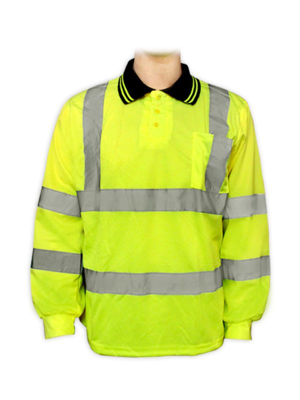 AAA Safety Jacket SJ-63 - Polyester T-Shirt with Full Sleeves, High Visibility Reflecting Tape with Pocket