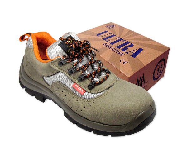 ULTRA SAFETY SHOES HIGH AAA/SS-32 - High Ankle Shoes, Suede Leather, Orange Air Mesh, Injected Dual Density PU, Steel Toecap & Midsole