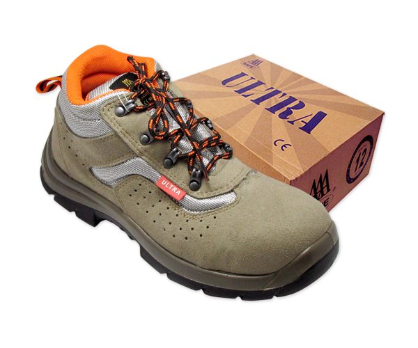ULTRA SAFETY SHOES EXECUTIVE AAA/SS-31 - Injected Dual Density PU, Low Ankle Shoes, Suede Leather, Orange Air Mesh