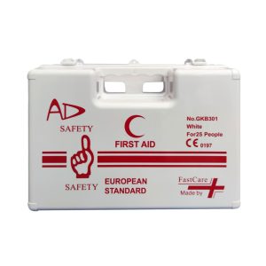 FIRST AID KIT 25 PERSON WHITE BOX – Office First Aid Kit, Contains A Neoprene Seal, Dustproof, for Business Companies, Small Factories, Workshops, Labs,