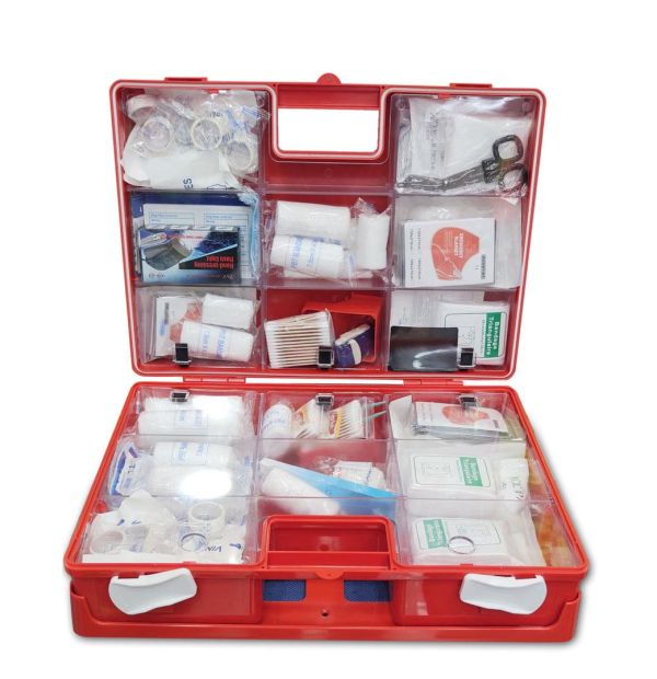 FIRST AID KIT 100 PERSON ORANGE BOX - Medicine Organizer, Indoor Outdoor Medical Utility.