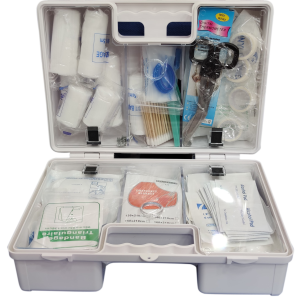 FIRST AID KIT 25 PERSON WHITE BOX – Office First Aid Kit, Contains A Neoprene Seal, Dustproof, for Business Companies, Small Factories, Workshops, Labs,