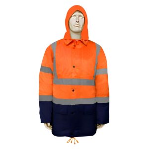 AAA Cold Jacket – Orange + Dark Blue – Superior Visibility, Waterproof, Stain-proof, Moisture-Permeable Fabric, Breathable