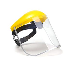 AAA FACE SHIELD COMPLETE – YELLOW – POLYETHYLENE TERE, POLYVINYL CHLORIDE
