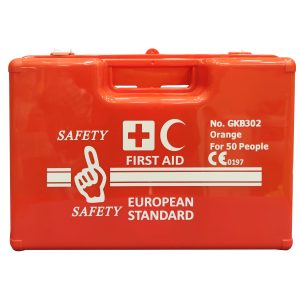 FIRST AID KIT 50 PERSON ORANGE BOX – Office First Aid Kit, Contains A Neoprene Seal, Dustproof, for Business Companies, Small Factories, Workshops, Labs