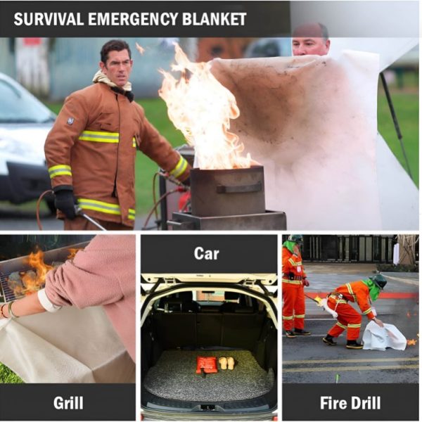 Fire Blanket Fiberglass - Fire Emergency Blanket - Suppression Blanket - Flame Retardant Blanket - Emergency Survival Safety Cover for Kitchen, Home, House, Car, Office, Warehouse