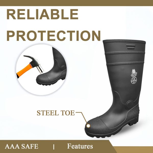 Gumboots Safety - Made with Steep toe cap, Heavy duty PVC Gumboot, waterproof, Comfortable & durable Safety Gumboots