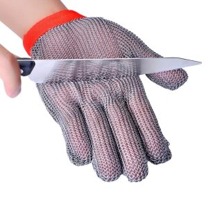 Chain Gloves – Cut Resistant Gloves-Stainless Steel Wire Metal Mesh Butcher Safety Work Gloves for Meat Cutting, fishing