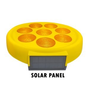 Solar Flower LED Warning Light – 8-Head Amber Flashing Signal